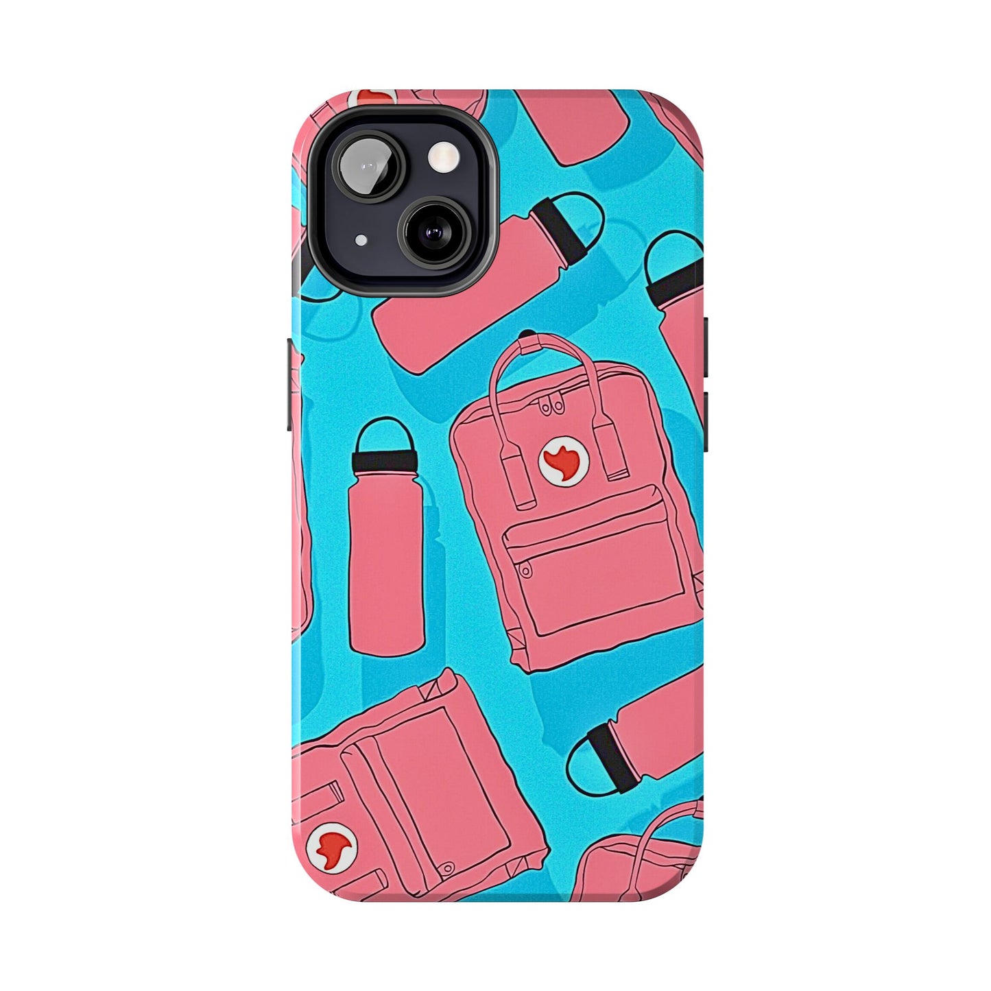 VSCO Kanken Backpack Water Bottle Pink & Blue Tough Phone Case | Aesthetic