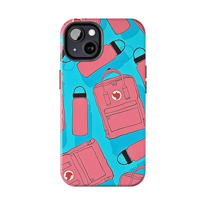 VSCO Kanken Backpack Water Bottle Pink & Blue Tough Phone Case | Aesthetic