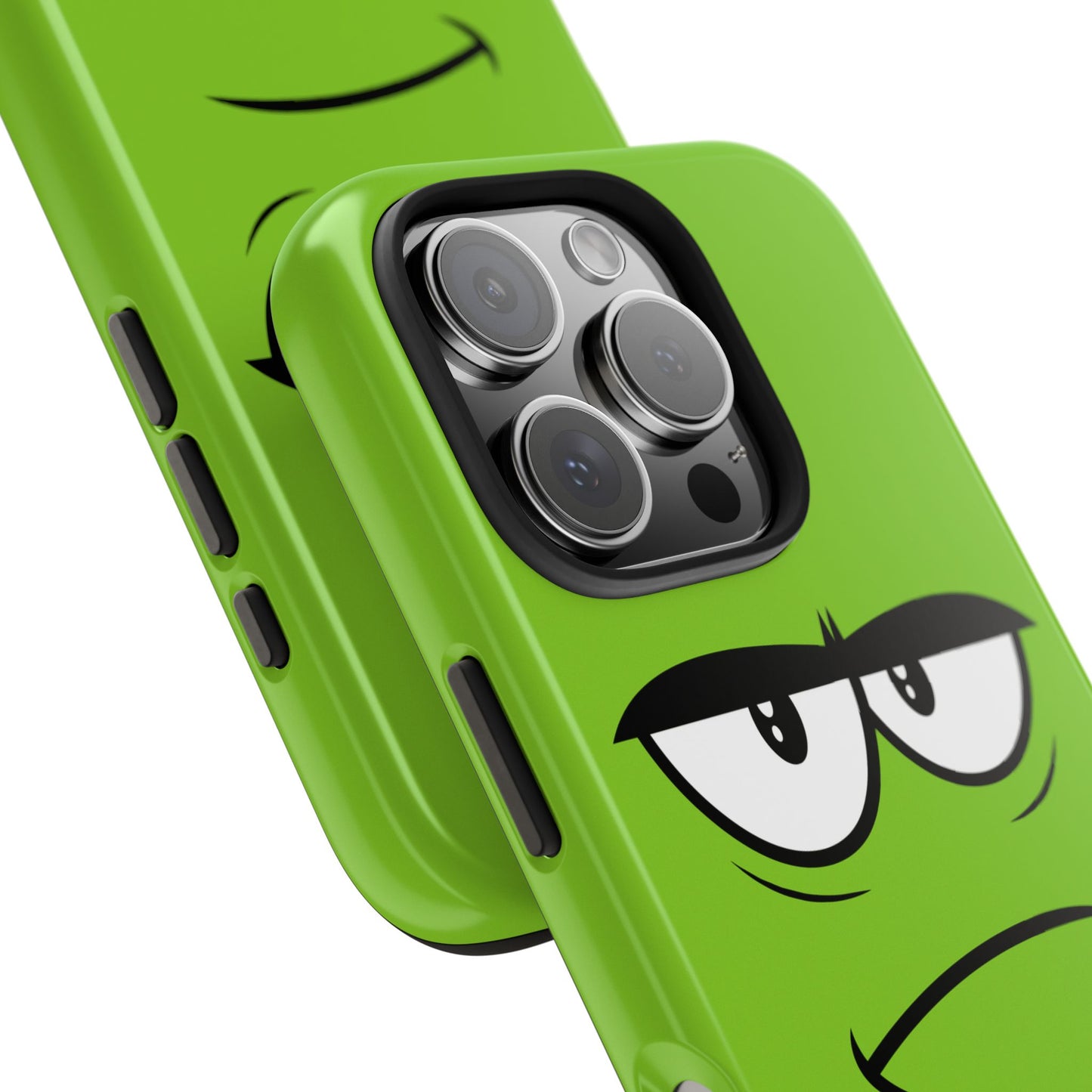 Grumpy Mood Face Green Background Funny Expression Tough Phone Case | Funny