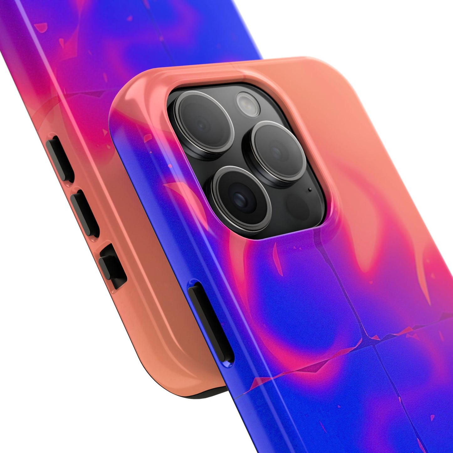Funda resistente para teléfono con diseño de llamas, degradado abstracto y resplandor del atardecer | Estética