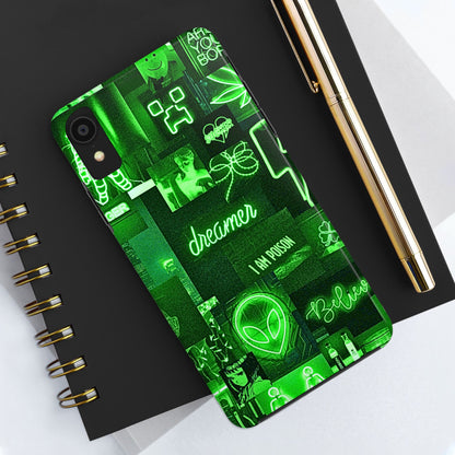 Green Neon Style Tough Phone Case | Aesthetic