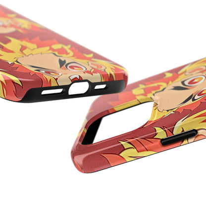 Rengoku Head Pattern Dark Orange Tough Phone Case | Anime - Demon Slayer