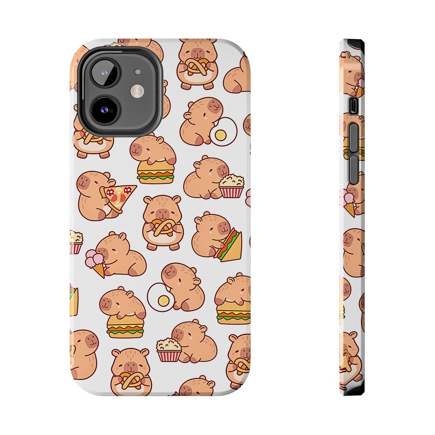 Cute Capybara Eating Pizza Ice Cream & Snacks Cartoon Food Tough Phone Case | Animals