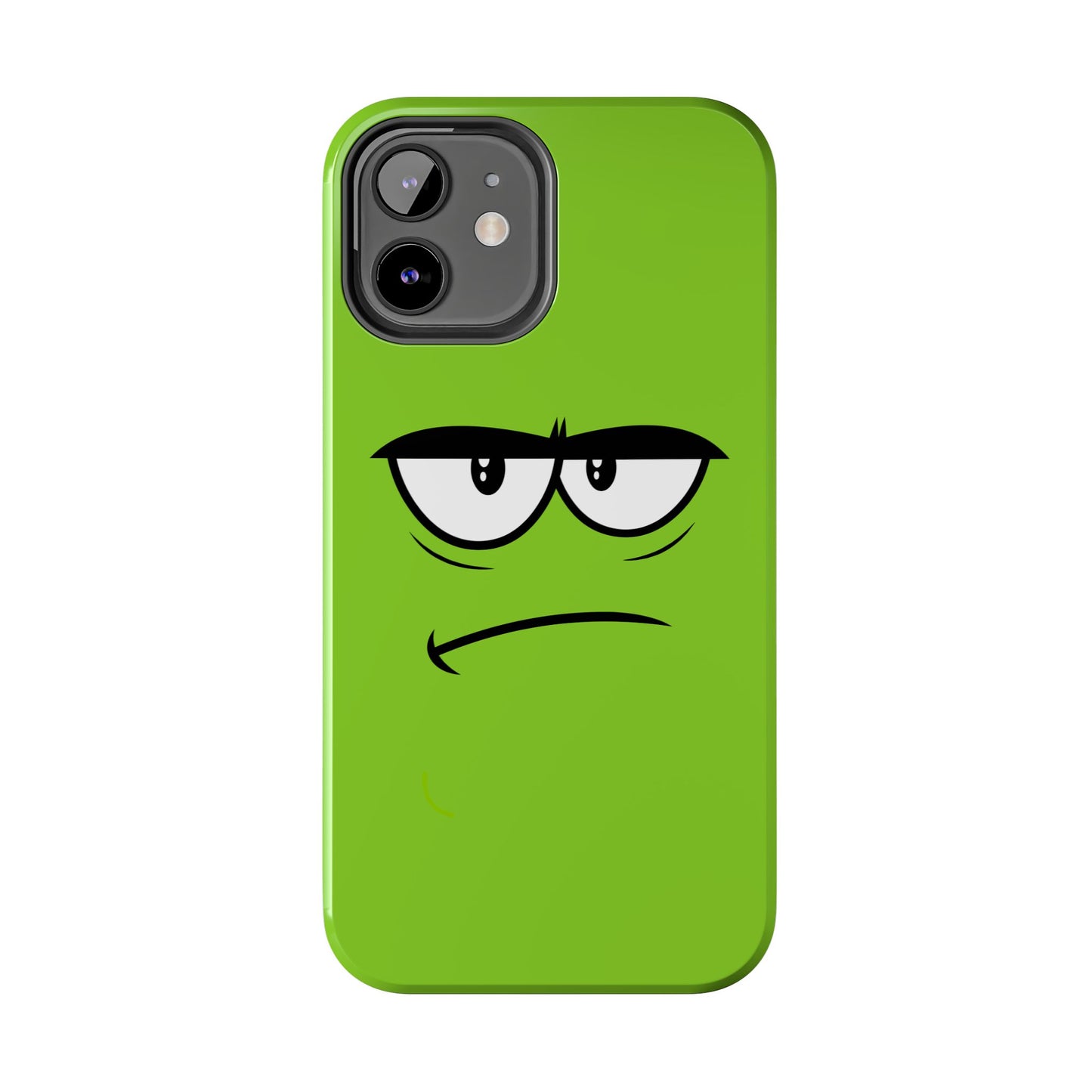 Grumpy Mood Face Green Background Funny Expression Tough Phone Case | Funny