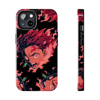 Tanjiro Kamado Flamed Style Black Tough Phone Case | Anime - Demon Slayer