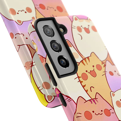 Kawaii Chubby Adorable Cats Tough Phone Case | Animals