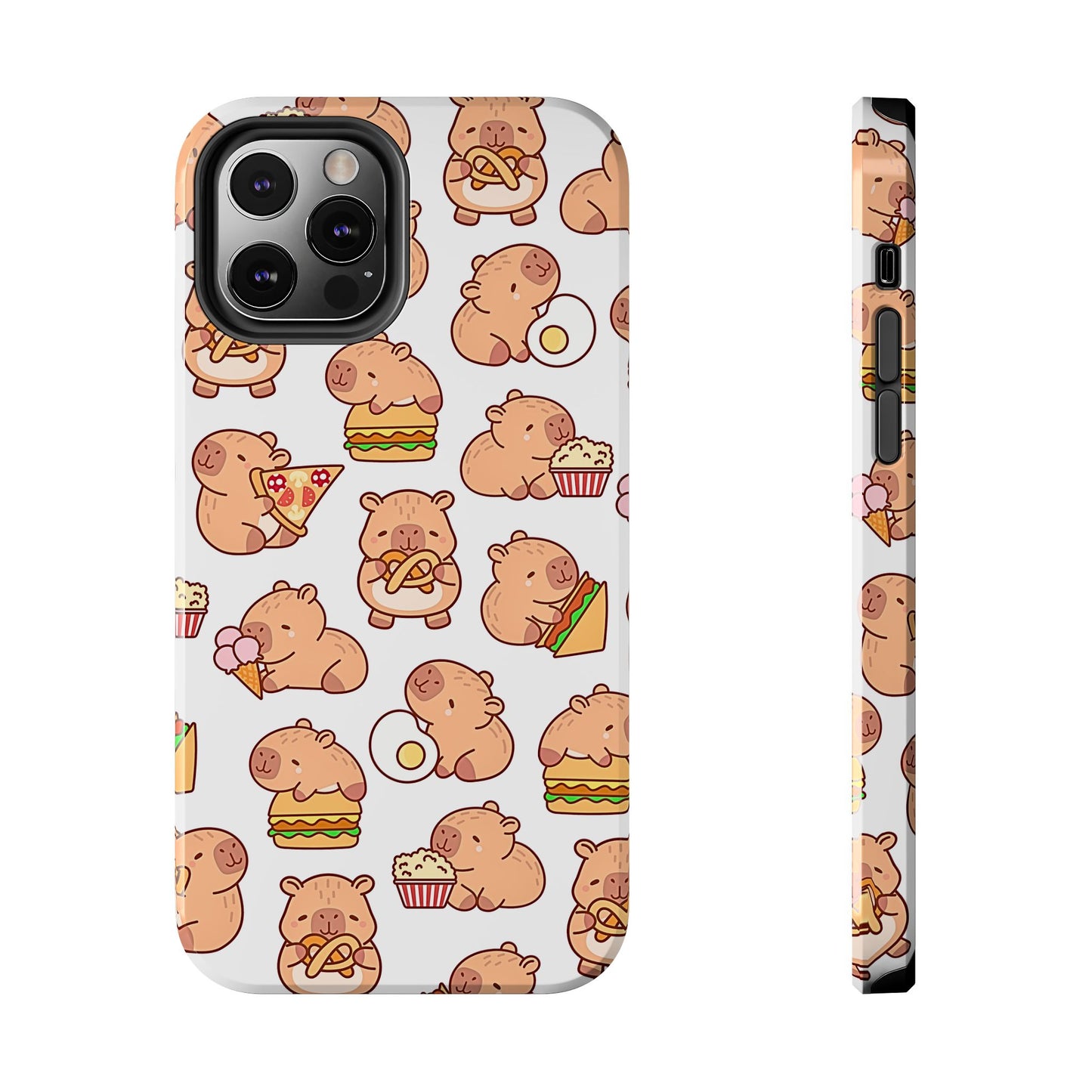 Cute Capybara Eating Pizza Ice Cream & Snacks Cartoon Food Tough Phone Case | Animals