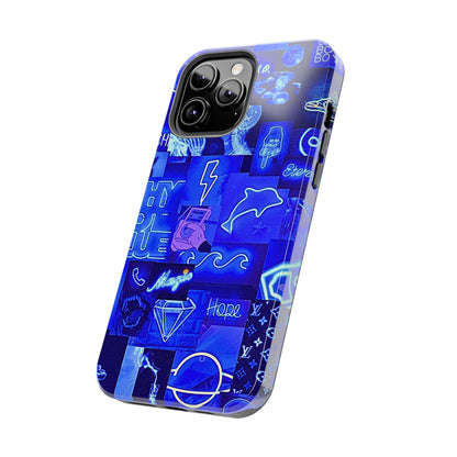 Blue Neon Style Tough Phone Case | Aesthetic