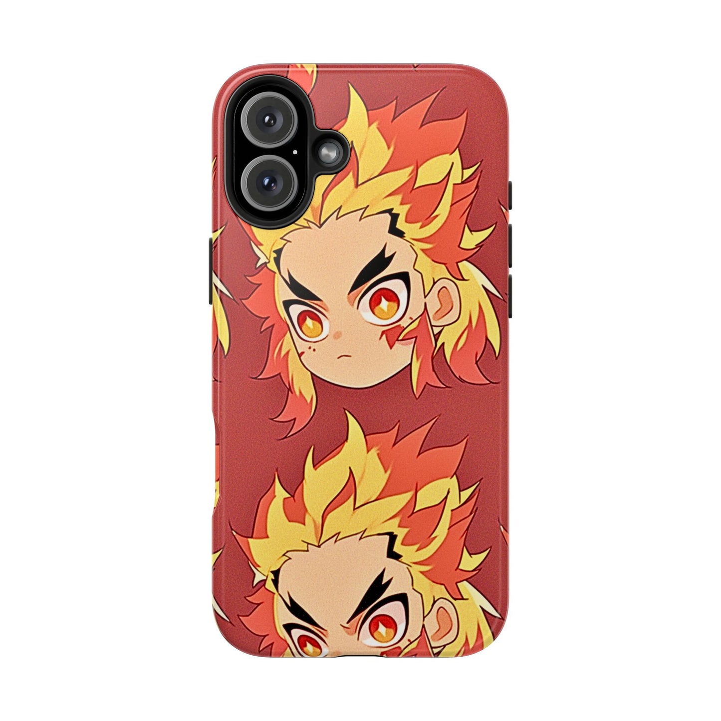 Rengoku Head Pattern Dark Orange Tough Phone Case | Anime - Demon Slayer