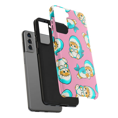 Pink Cute Shark Cats Pattern Tough Phone Case | Animals