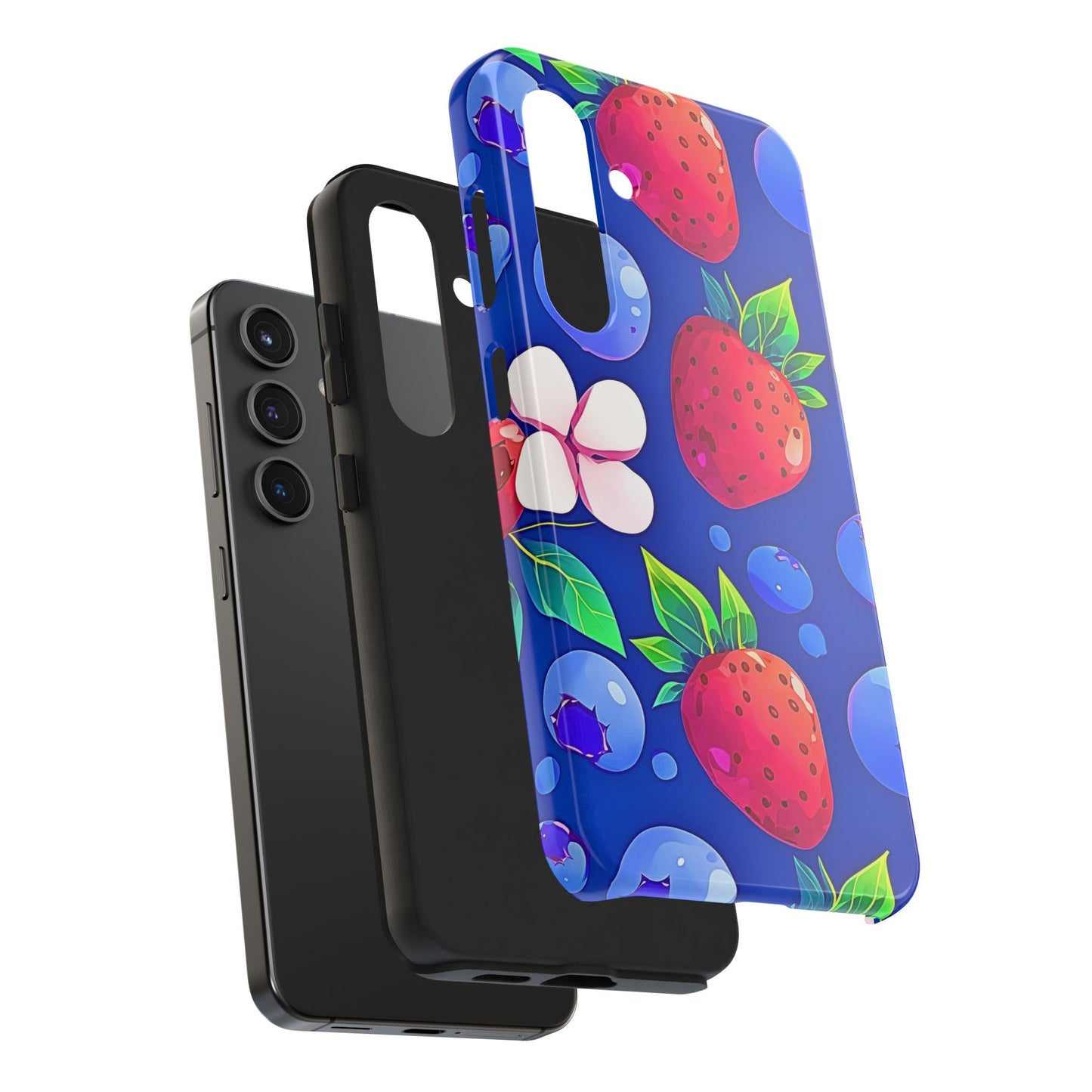 Cute Blueberry Strawberry Fruit Pattern Tough Phone Case | Aesthetic