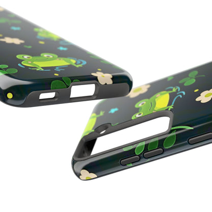 Kawaii Froggy Pattern Black Tough Phone Case | Animals