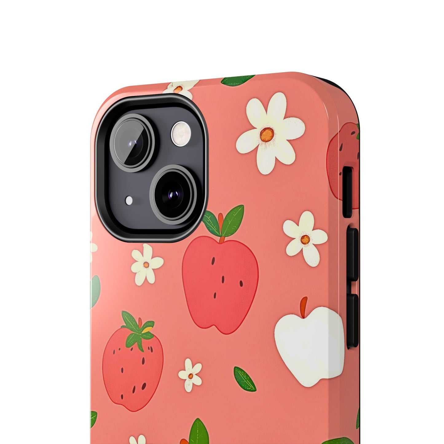 Strawberry Apple Flower Pattern Pink Tough Phone Case | Aesthetic