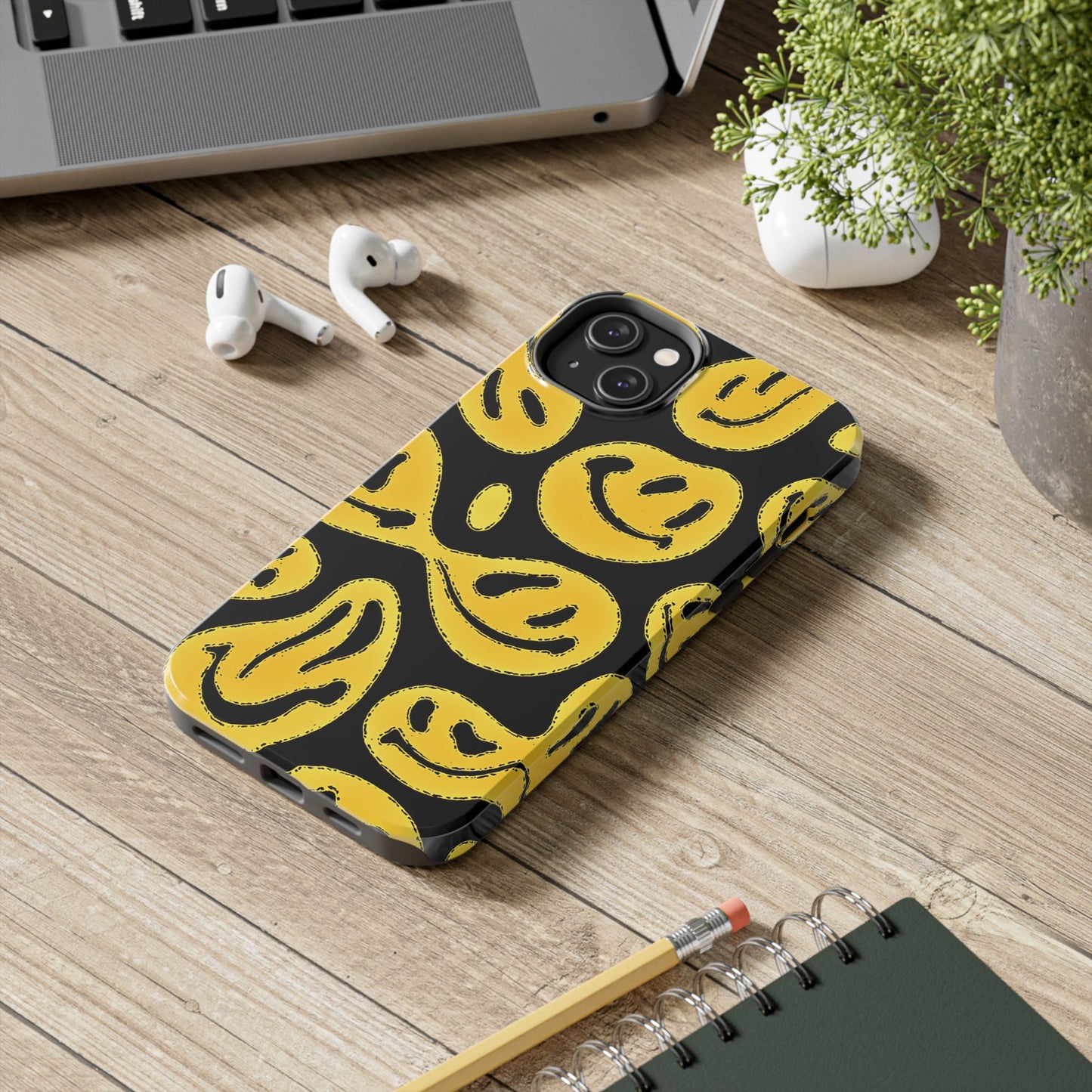 Funda resistente para teléfono con cara sonriente psicodélica colorida (versión 1) | Estética