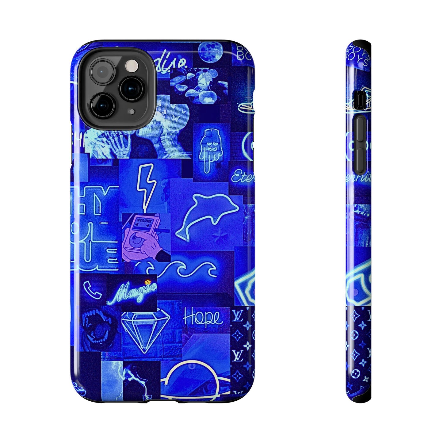 Blue Neon Style Tough Phone Case | Aesthetic