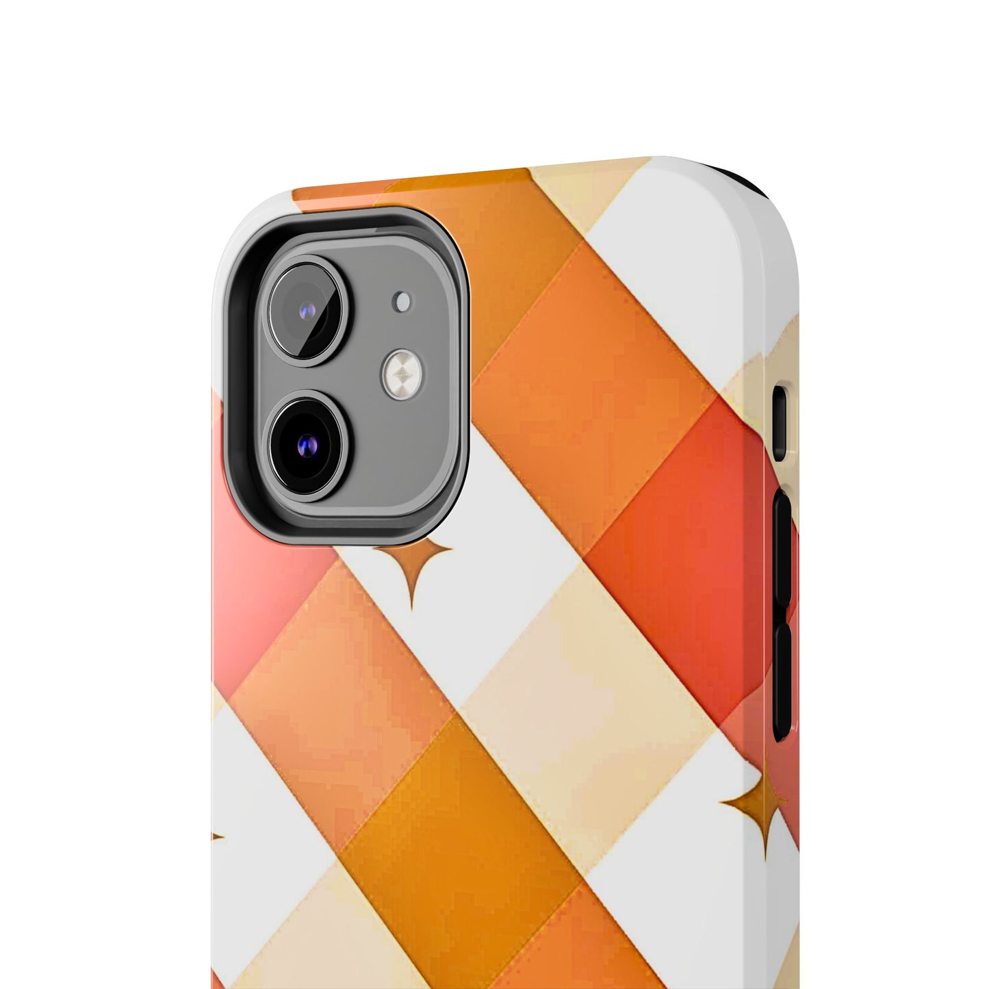 Pastel Orange & Pink Checkered Stars Tough Phone Case | Aesthetic