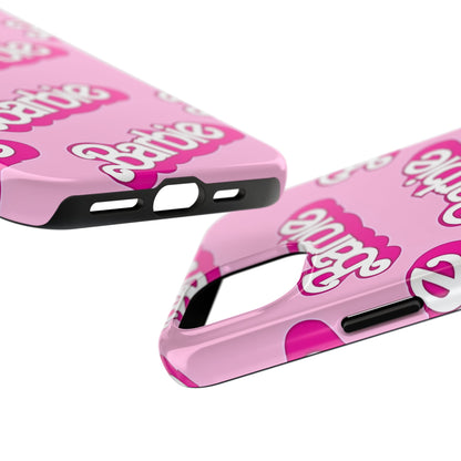 Funda rígida para teléfono con estampado retro del logotipo de Barbie | Estética