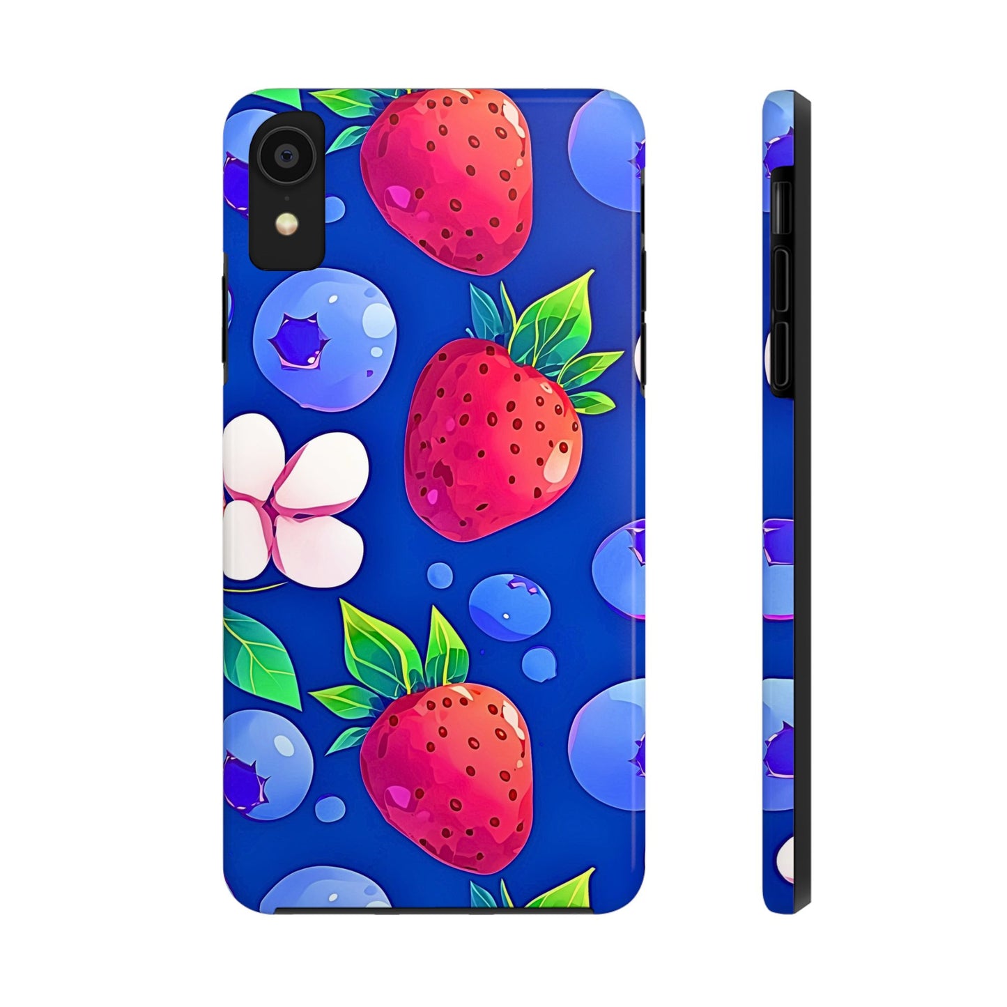Cute Blueberry Strawberry Fruit Pattern Tough Phone Case | Aesthetic