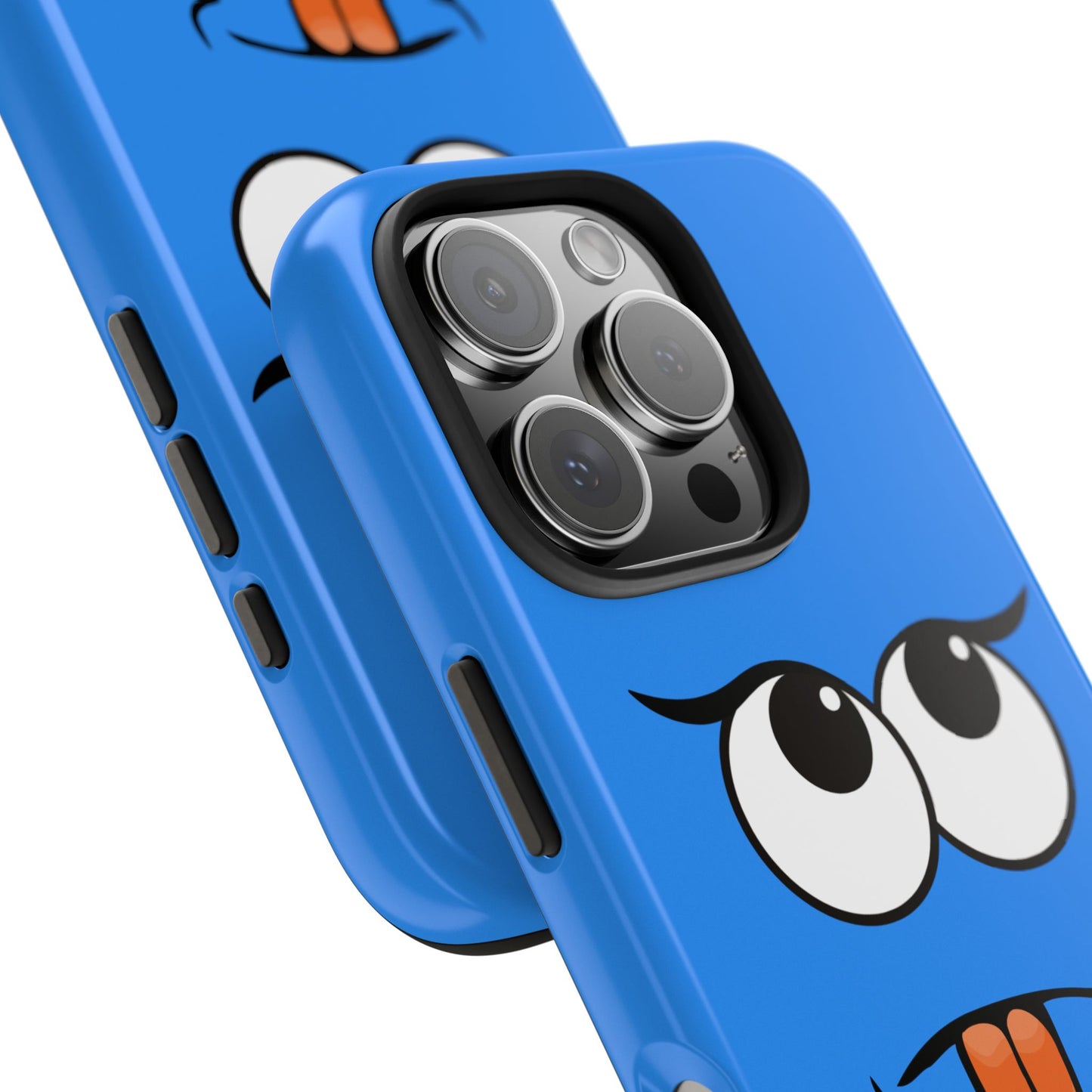 Silly Tongue Out Cartoon Face Blue Background Tough Phone Case | Funny
