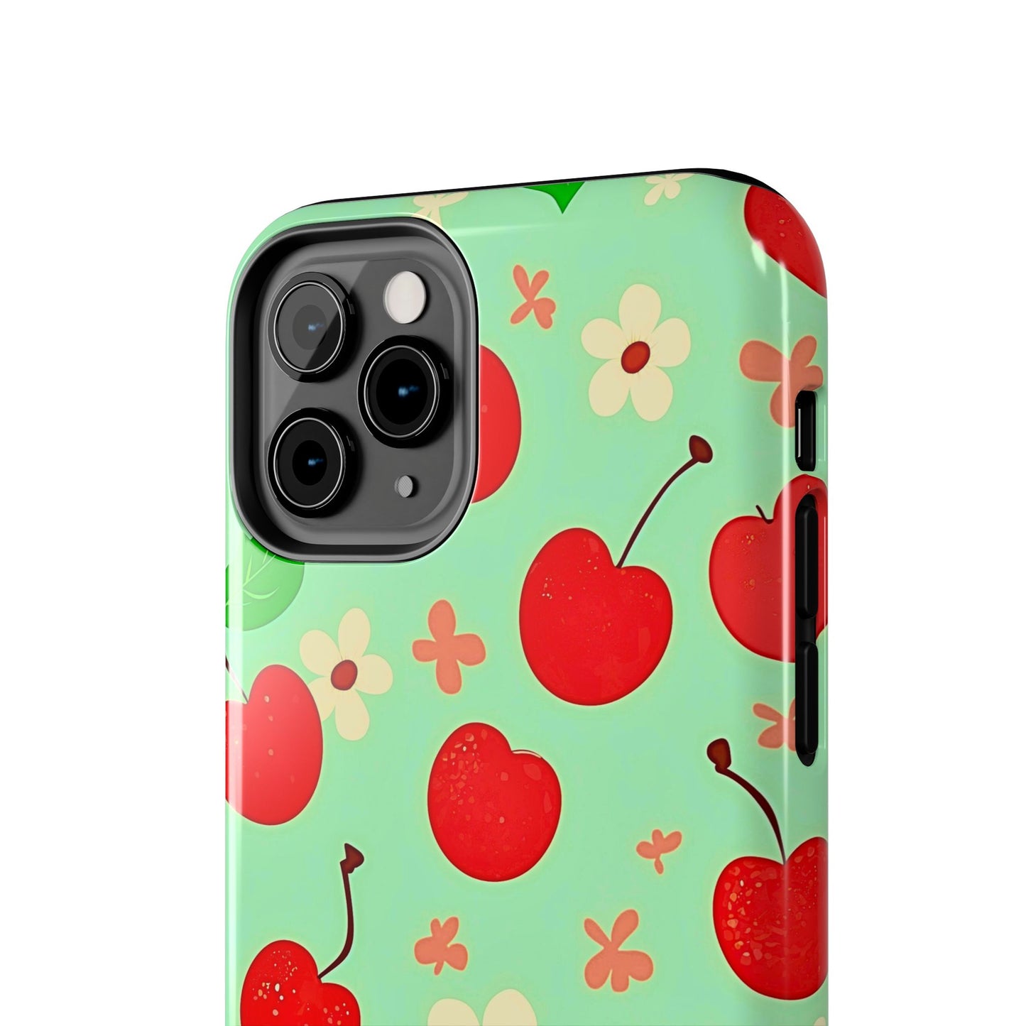 Cute Cherry Flower Pattern Mint Tough Phone Case | Aesthetic
