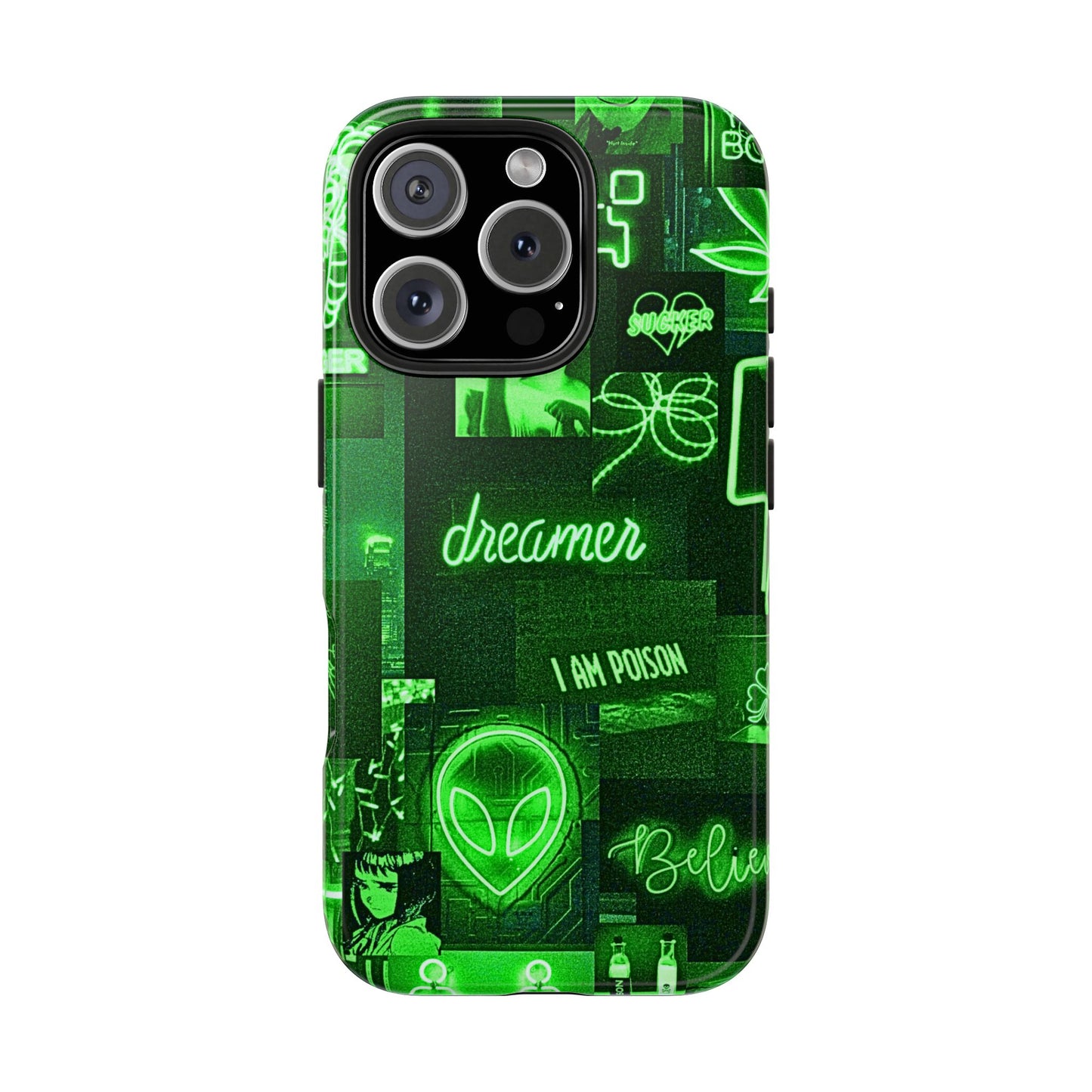 Green Neon Style Tough Phone Case | Aesthetic