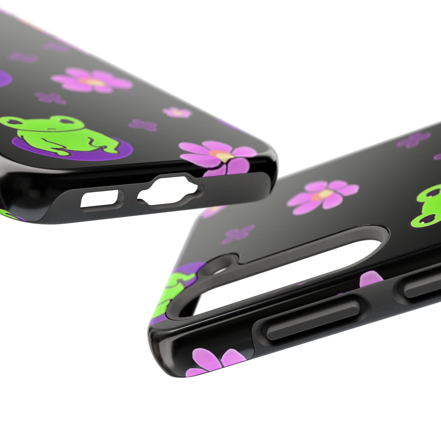 Cute Frog & Pink Flowers Pattern Style Tough Phone Case | Animals