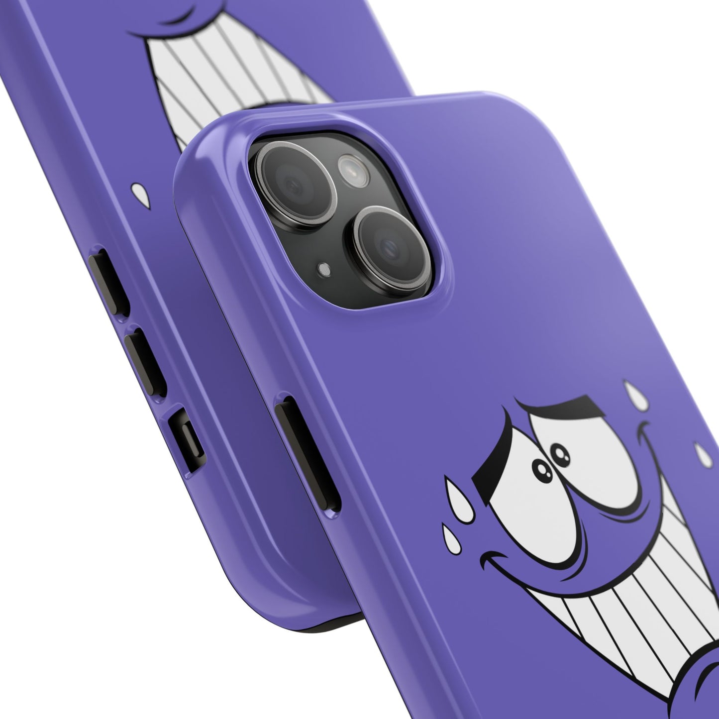 Awkward Nervous Cartoon Face Purple Background Tough Phone Case | Funny