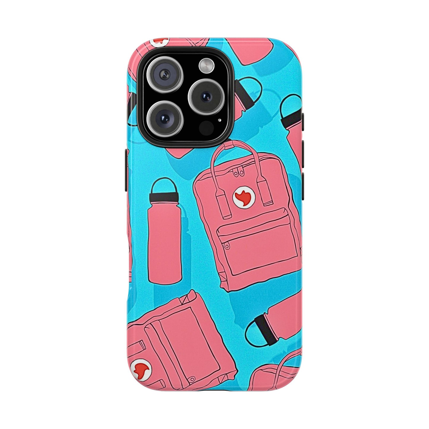 VSCO Kanken Backpack Water Bottle Pink & Blue Tough Phone Case | Aesthetic