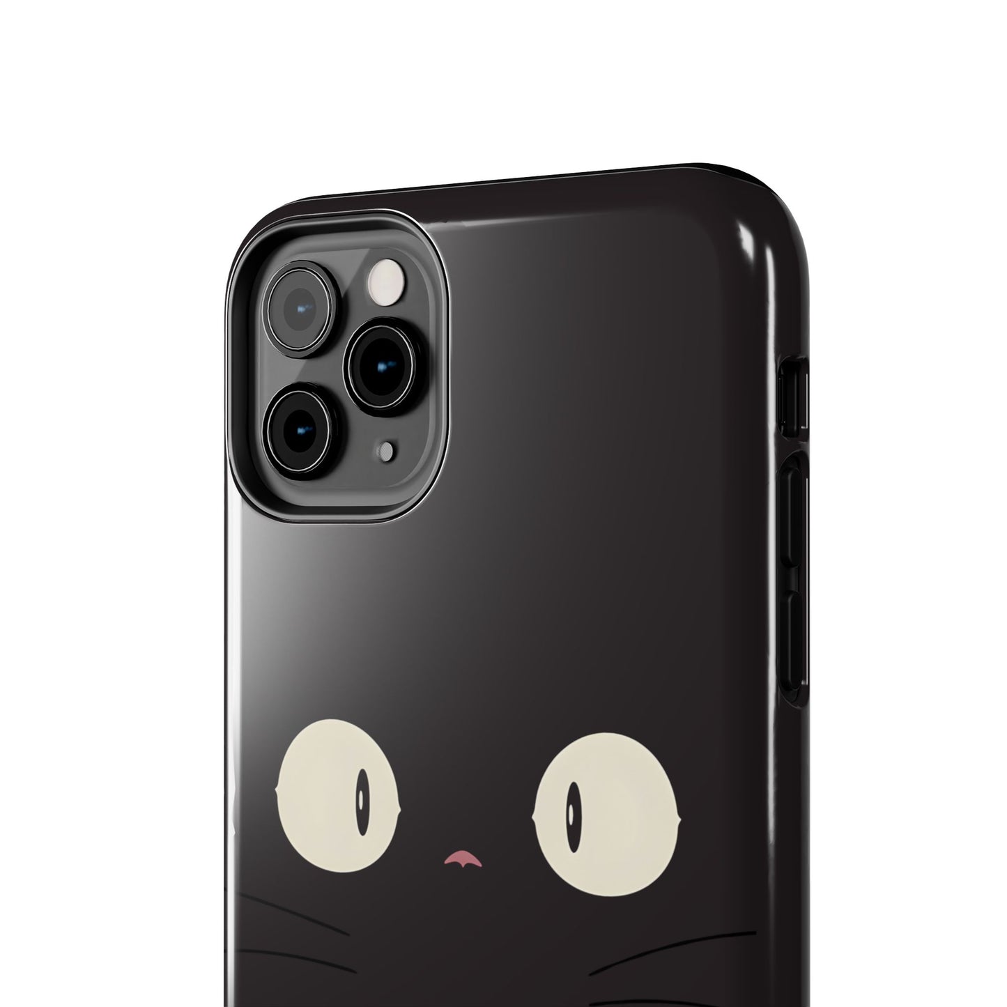 Adorable Black Cat Face and Eyes Minimal Tough Phone Case | Animals
