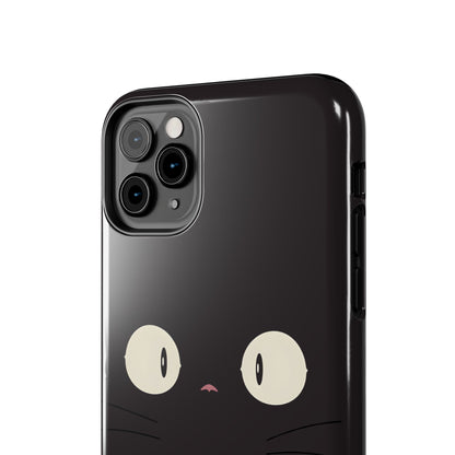 Adorable Black Cat Face and Eyes Minimal Tough Phone Case | Animals