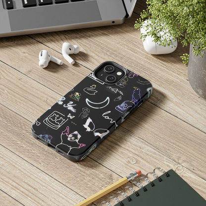 Funda resistente para teléfono estilo neón blanco | Estética