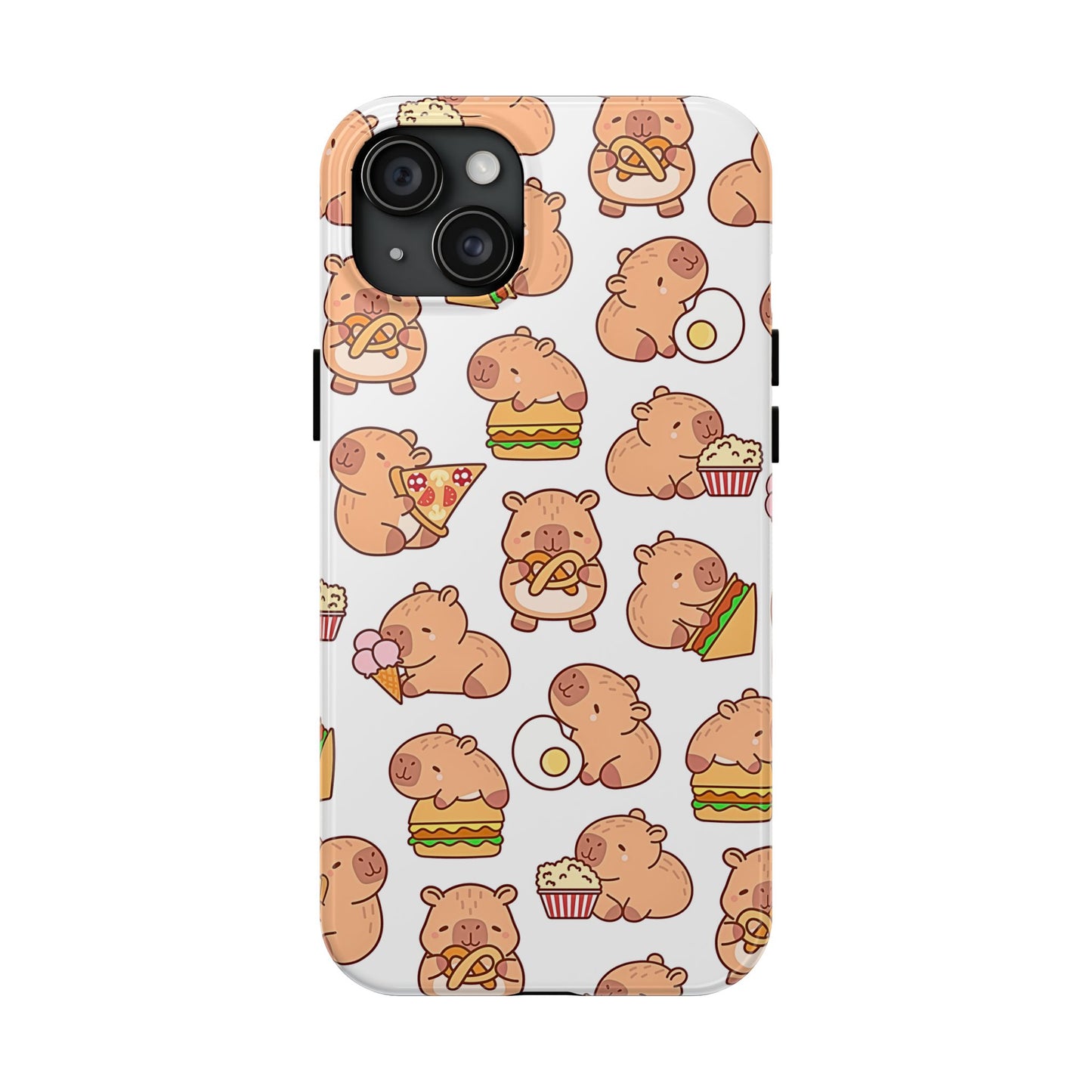 Cute Capybara Eating Pizza Ice Cream & Snacks Cartoon Food Tough Phone Case | Animals