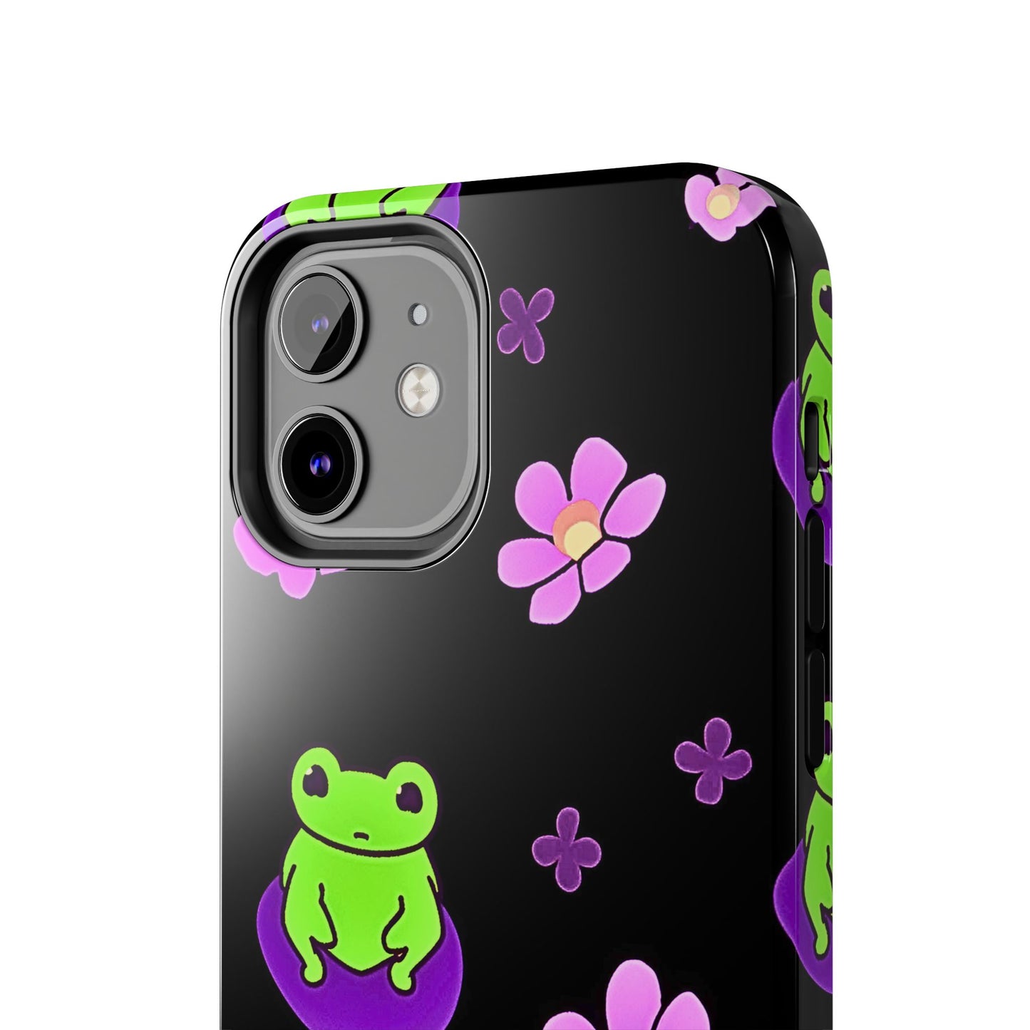 Cute Frog & Pink Flowers Pattern Style Tough Phone Case | Animals