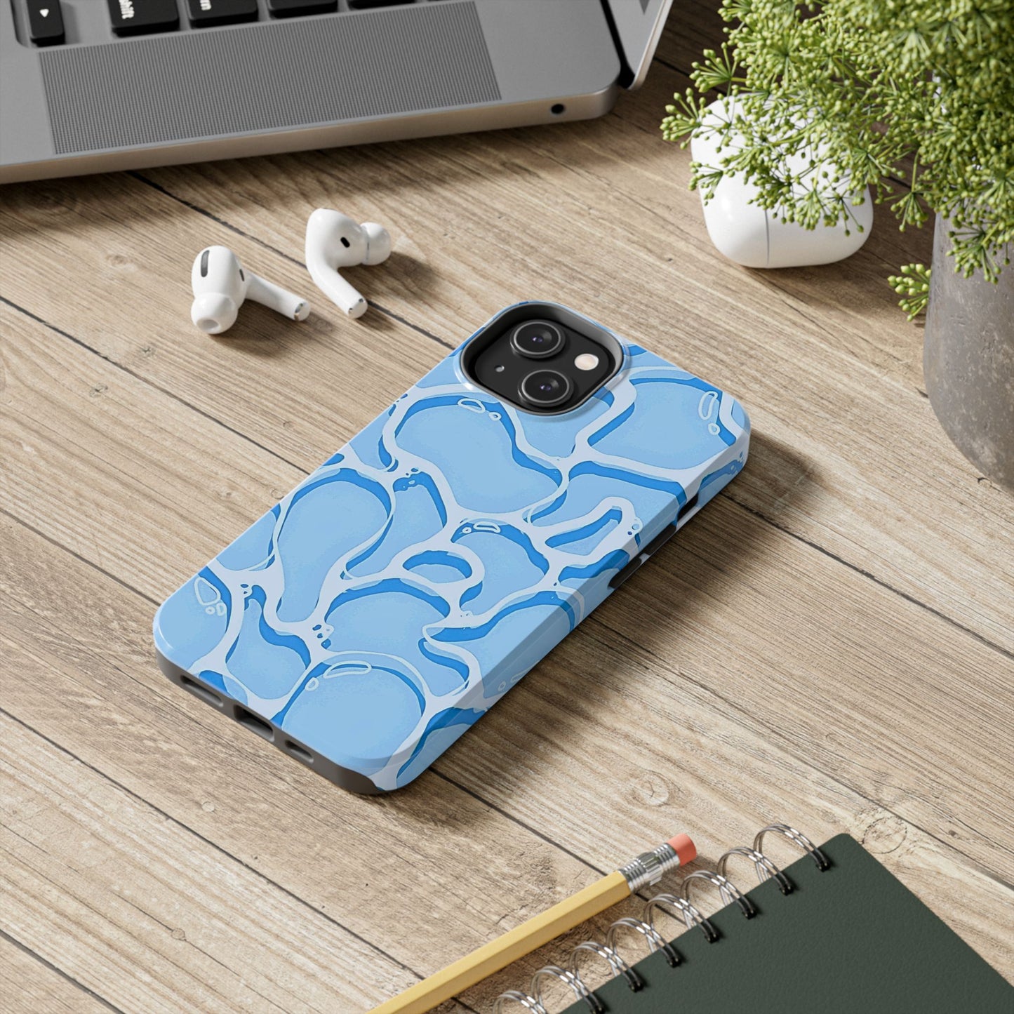 Funda resistente para teléfono con estampado de agua de piscina | Estética