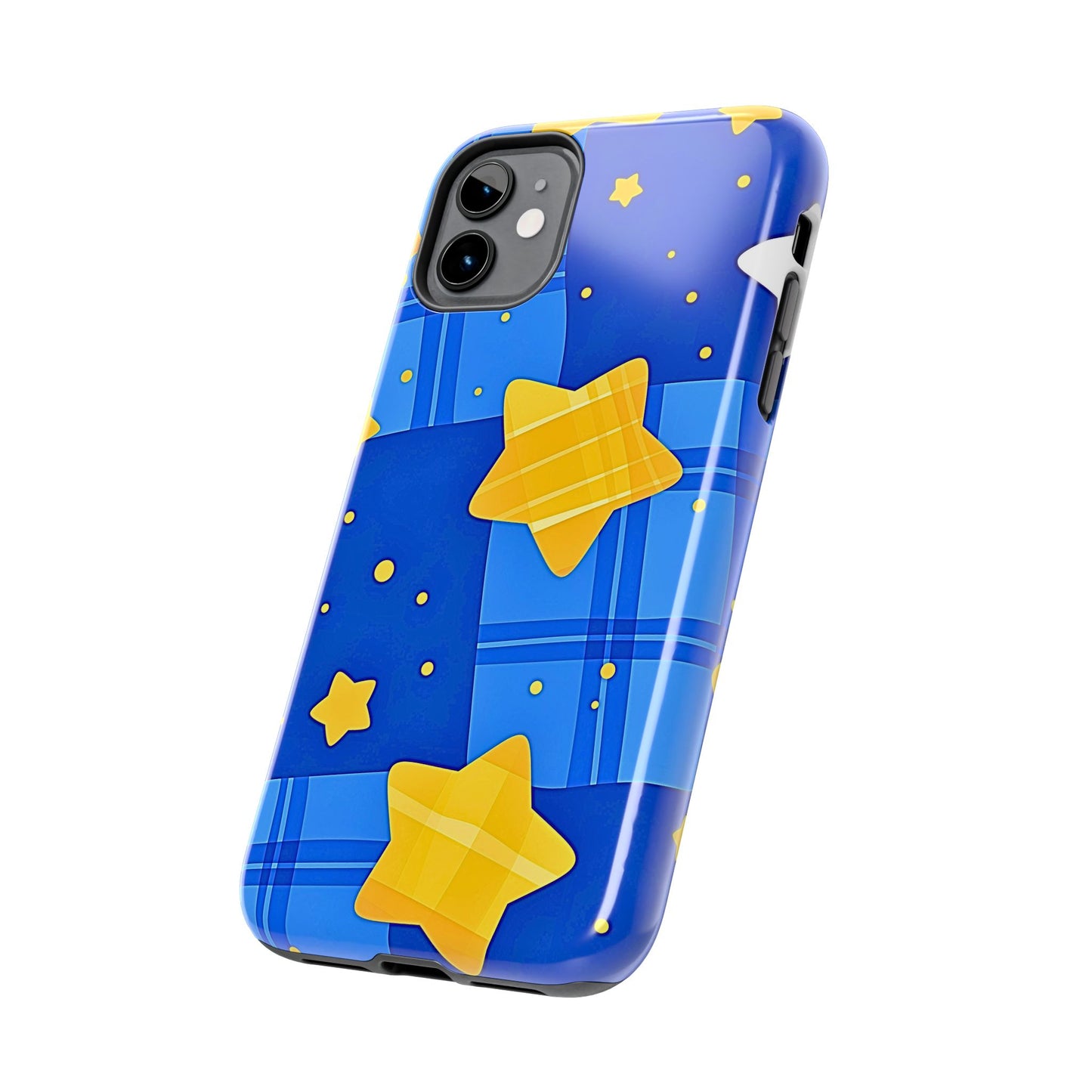 Funda resistente para teléfono con estampado de estrellas y cuadros preppy | Estética