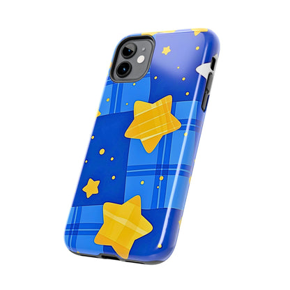 Funda resistente para teléfono con estampado de estrellas y cuadros preppy | Estética