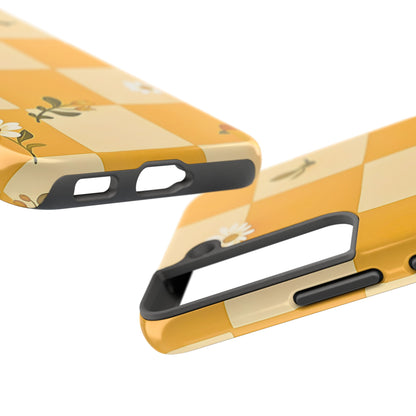 Yellow Checkered Preppy Daisies Tough Phone Case | Aesthetic