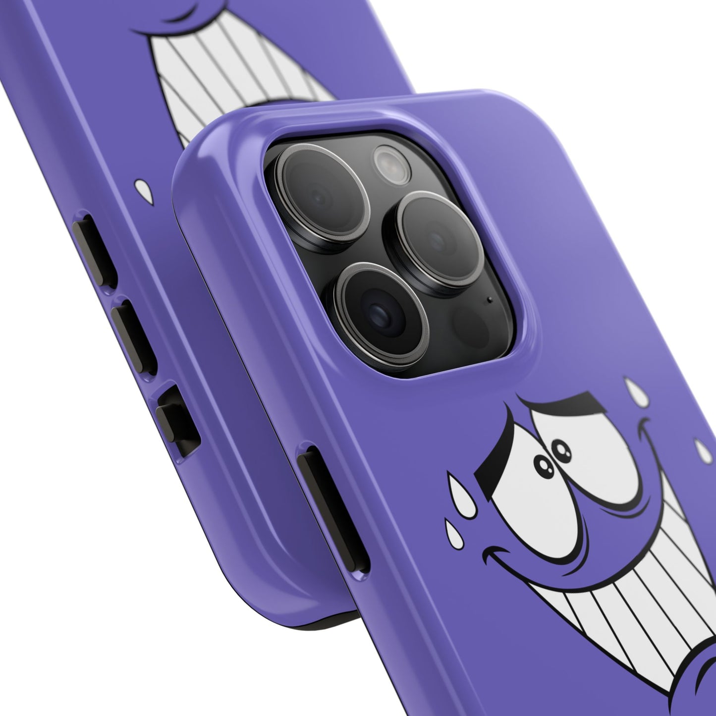 Awkward Nervous Cartoon Face Purple Background Tough Phone Case | Funny
