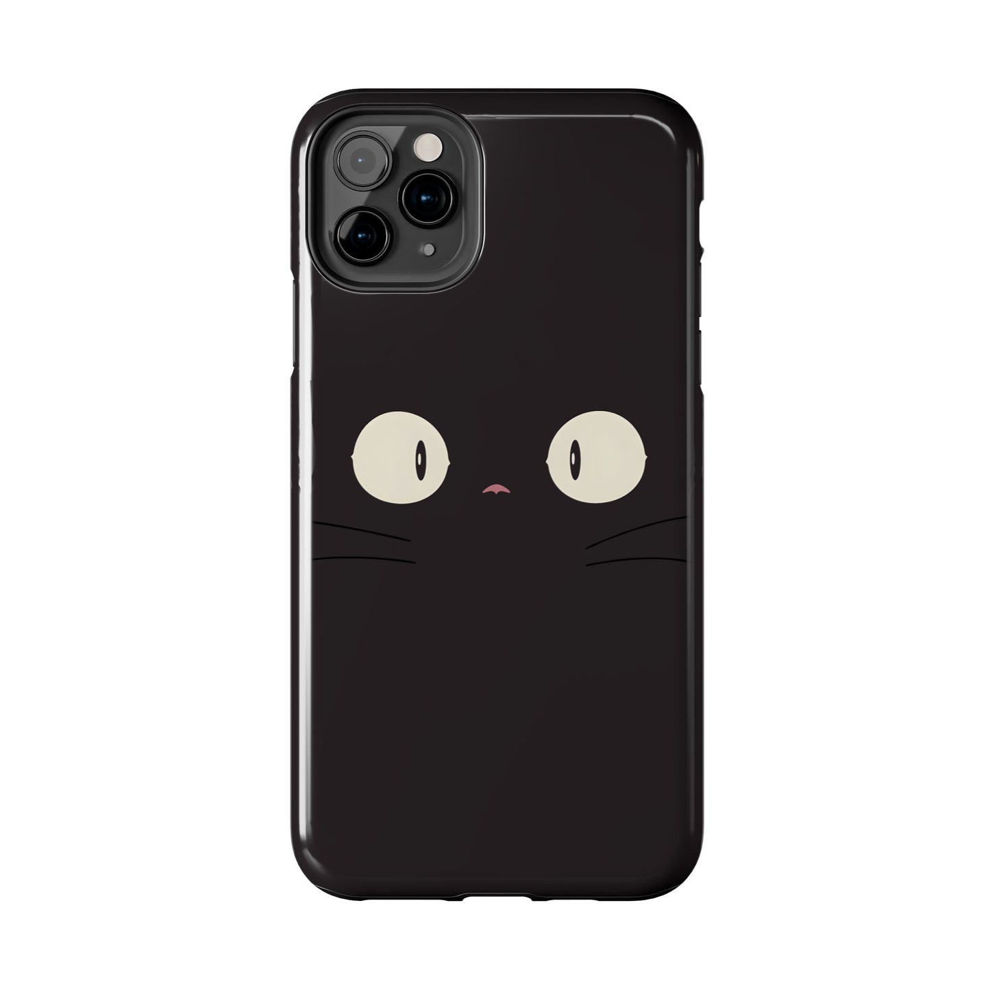 Adorable Black Cat Face and Eyes Minimal Tough Phone Case | Animals