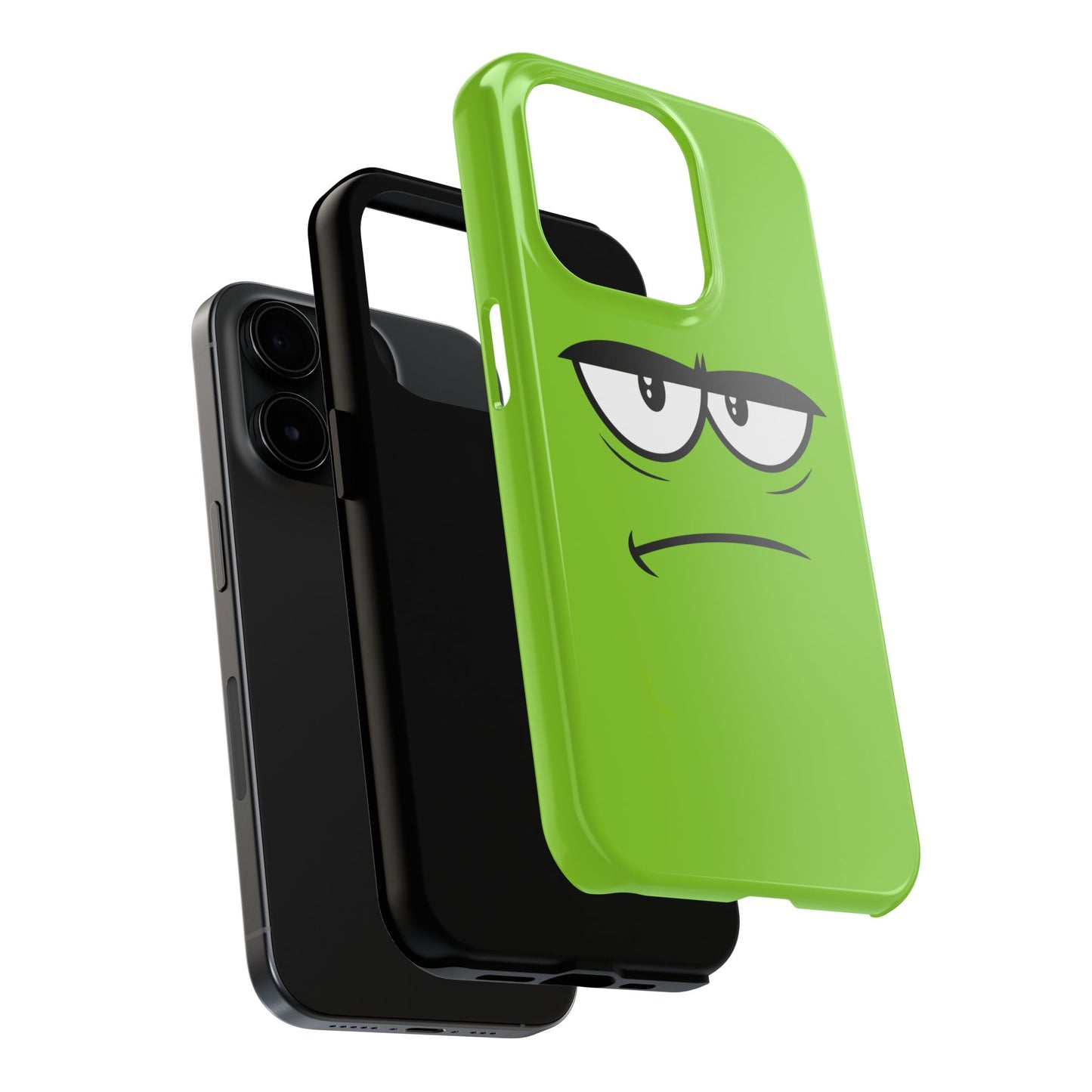 Grumpy Mood Face Green Background Funny Expression Tough Phone Case | Funny