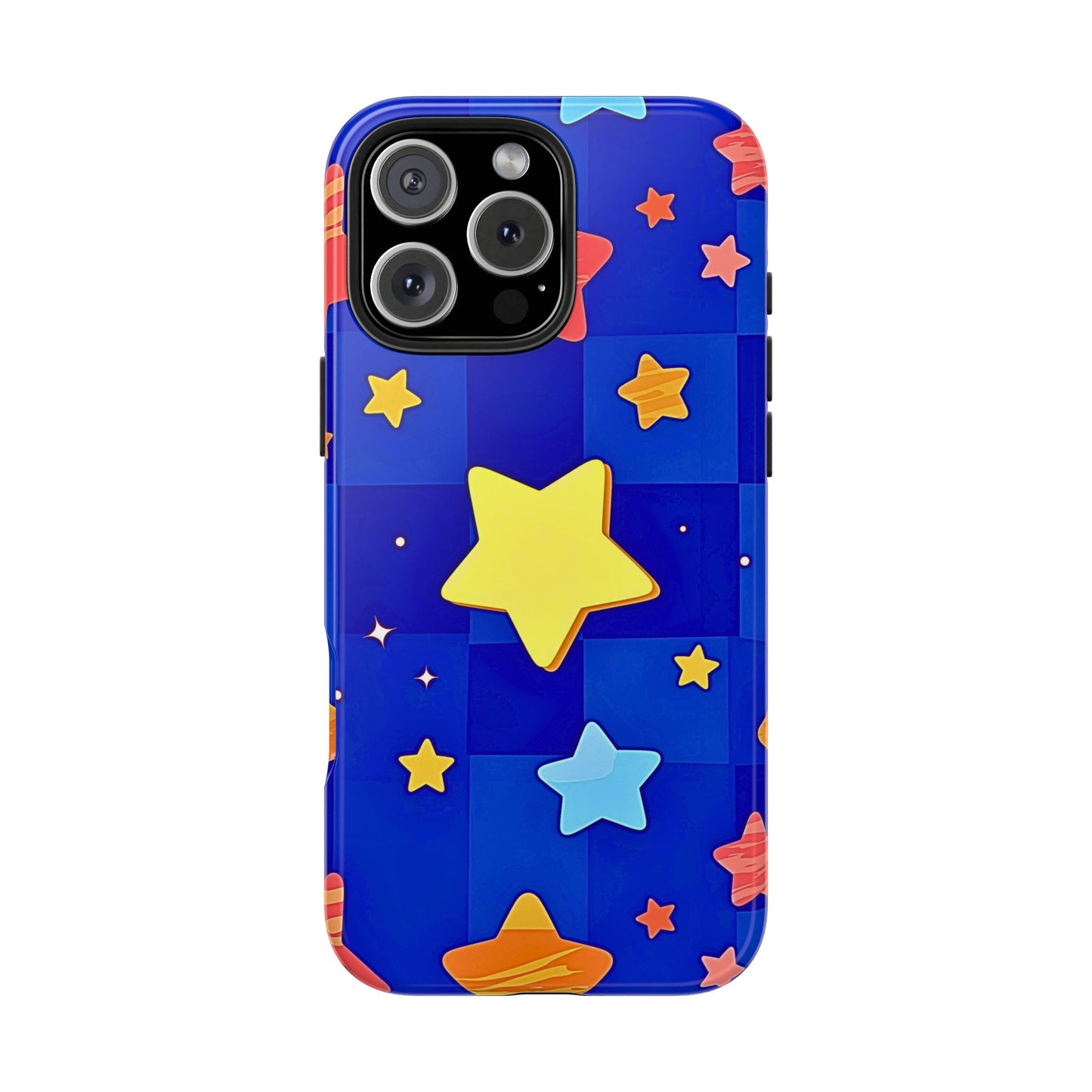 Funda resistente para teléfono con estampado de estrellas vibrantes y preppy | Estética
