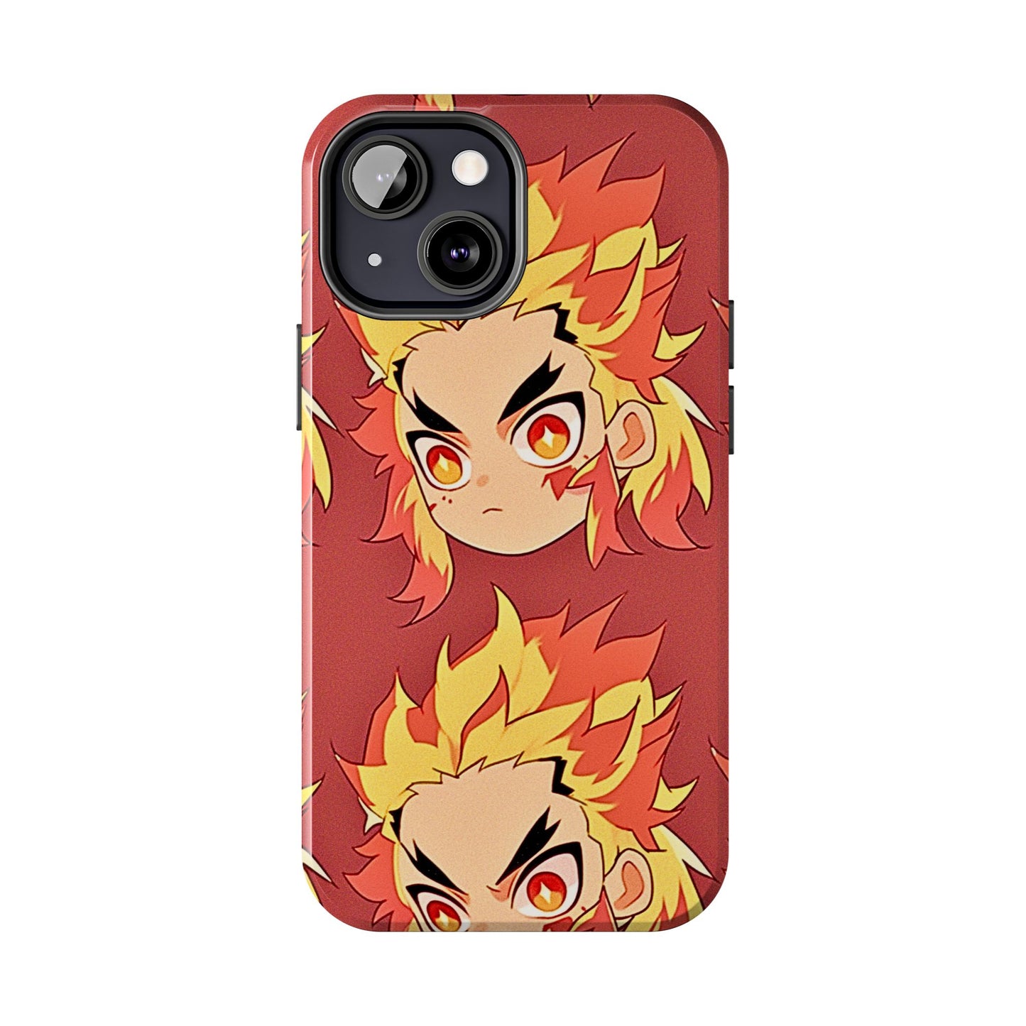 Rengoku Head Pattern Dark Orange Tough Phone Case | Anime - Demon Slayer