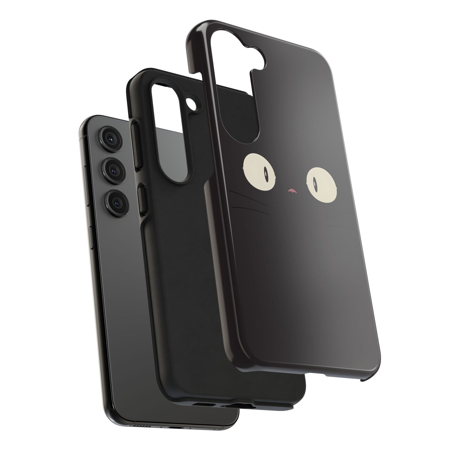 Adorable Black Cat Face and Eyes Minimal Tough Phone Case | Animals
