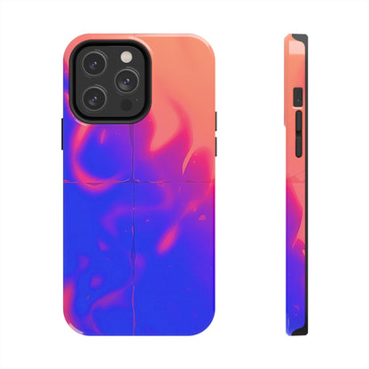 Funda resistente para teléfono con diseño de llamas, degradado abstracto y resplandor del atardecer | Estética
