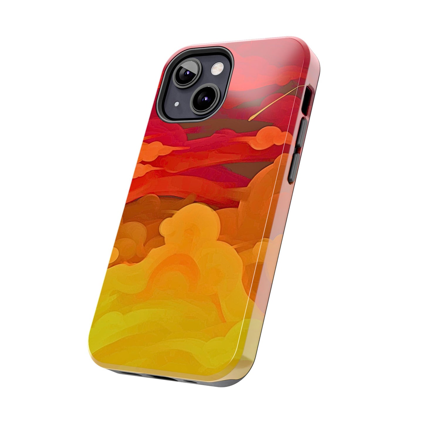 Funda resistente para teléfono con diseño de nubes rojas y naranjas | Estética