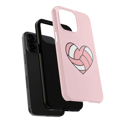 Pink Volleyball Heart Tough Phone Case | Aesthetic