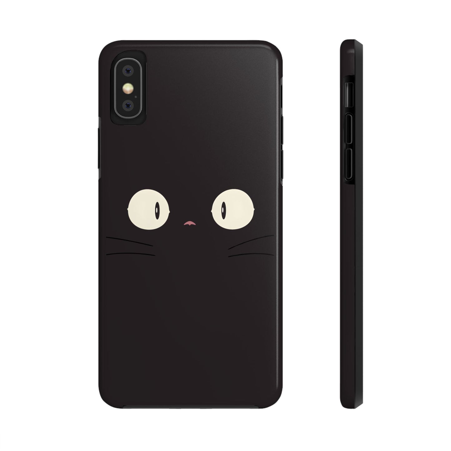 Adorable Black Cat Face and Eyes Minimal Tough Phone Case | Animals