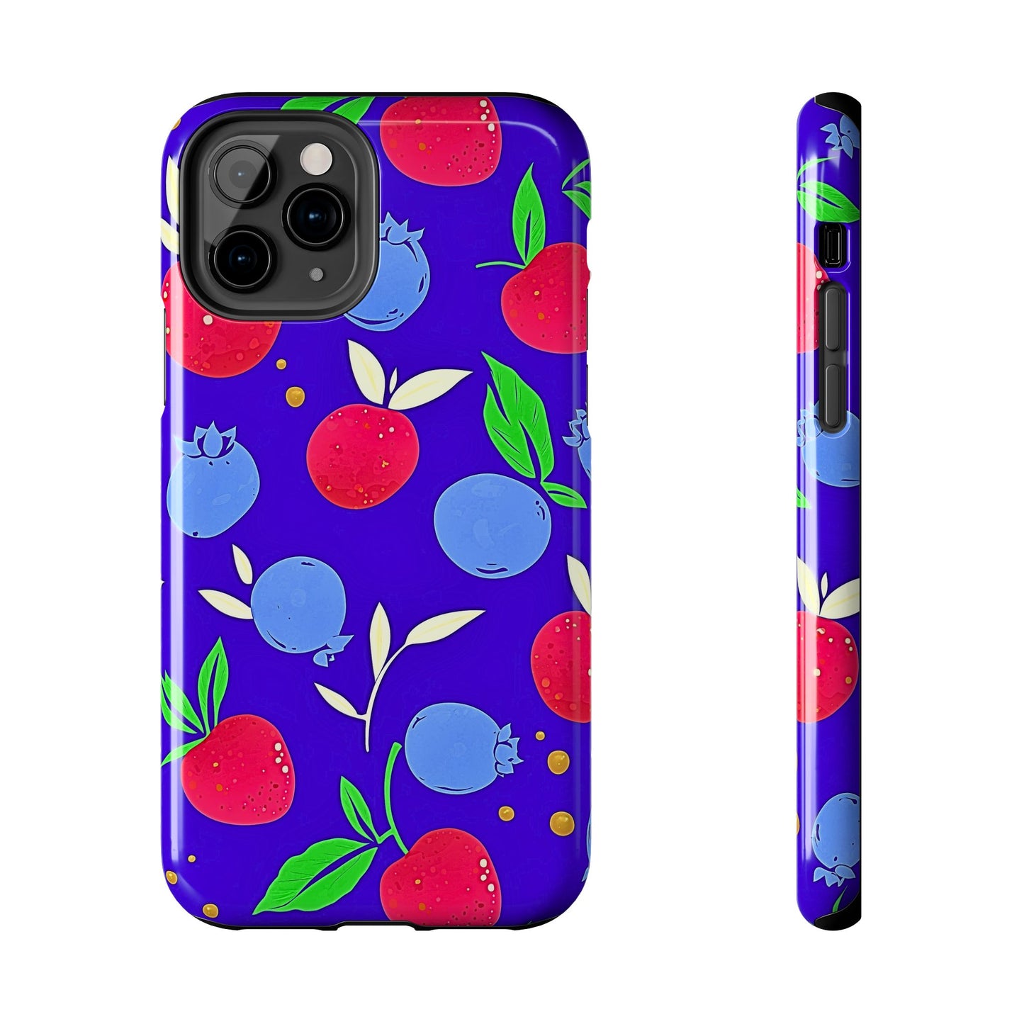 Funda resistente para teléfono con diseño de arándanos y fresas | Estética
