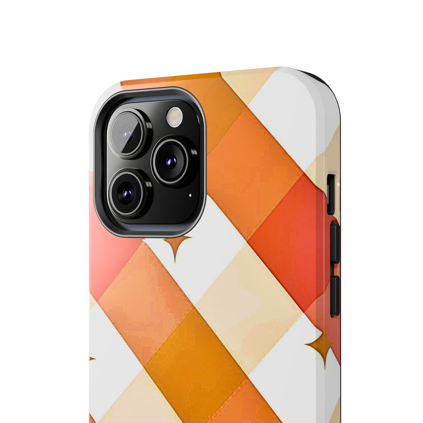 Pastel Orange & Pink Checkered Stars Tough Phone Case | Aesthetic