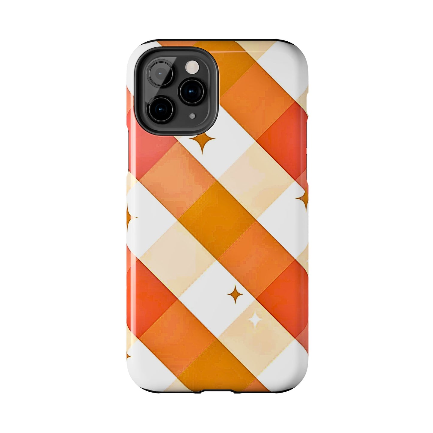 Pastel Orange & Pink Checkered Stars Tough Phone Case | Aesthetic